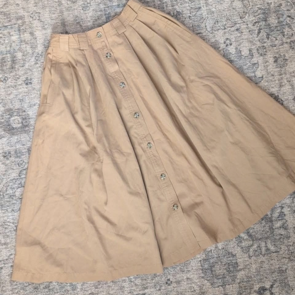Tan Button-Front Women's Skirt
